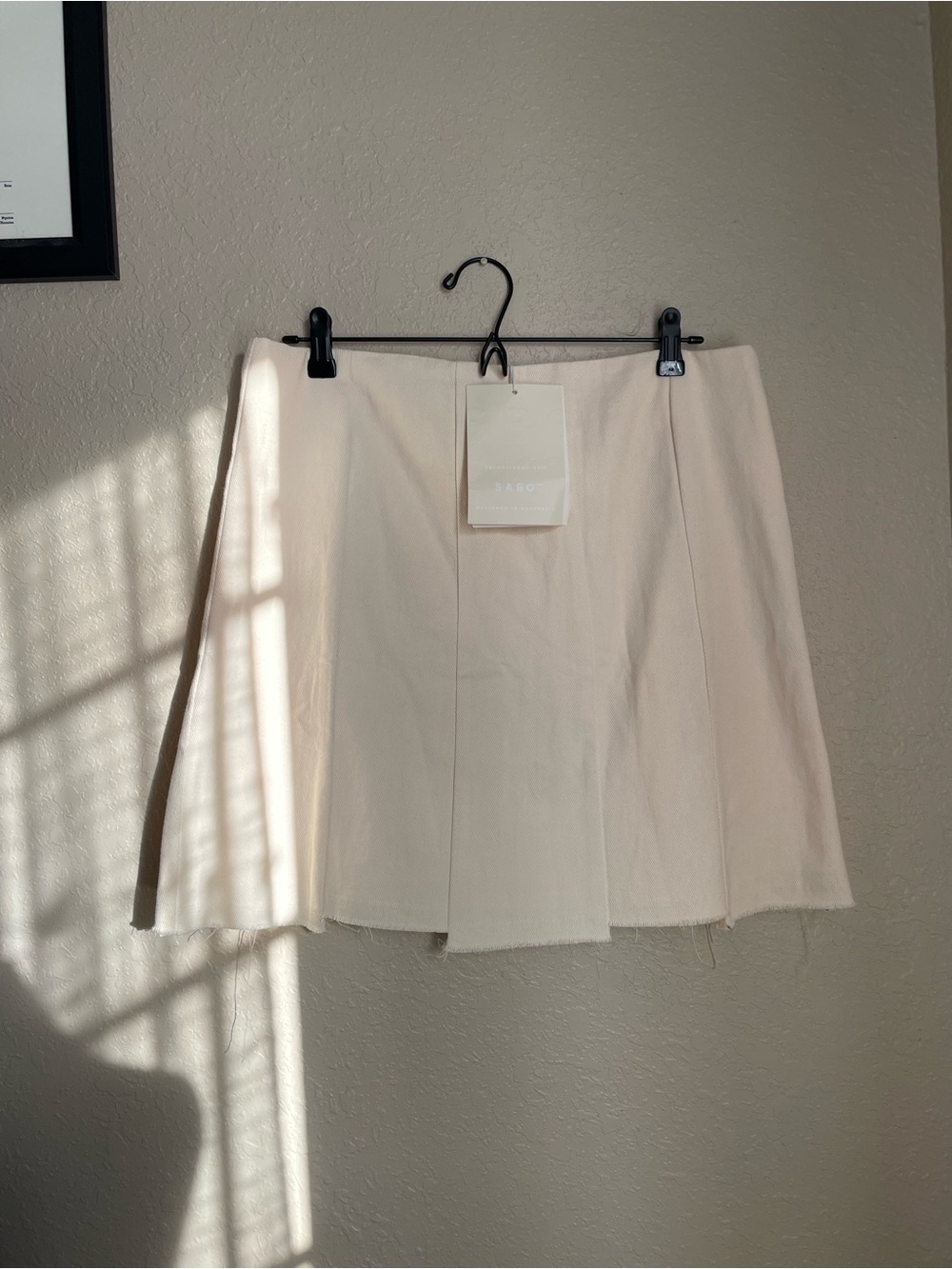 New Sabo Skirt Asymmetrical Hem Cotton Size Large Cream Canvas Raw Cut